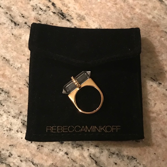 Rebecca Minkoff Jewelry - Rebecca Minkoff gold raw crystal ring size 7